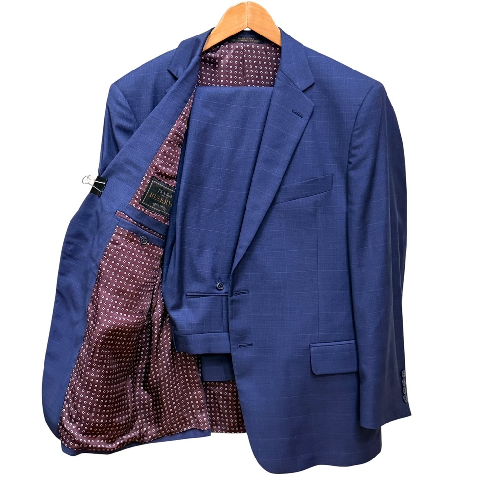 Joseph A Bank Reserve 43S Super 130s Italian Wool Suit Tailored Fit 32x28